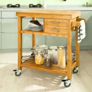 Bamboo Storage Trolley Serving Trolley