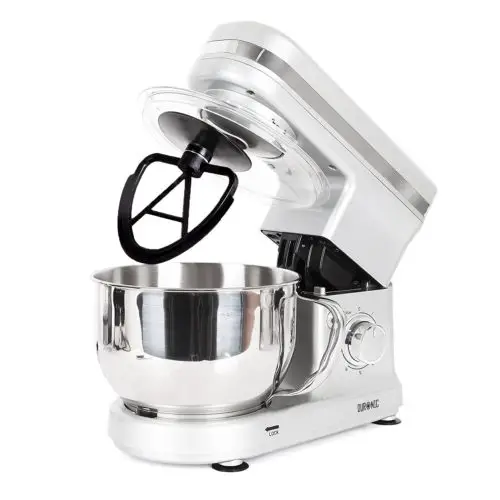Duronic Silver Electric Food Stand Mixer with a dough hook