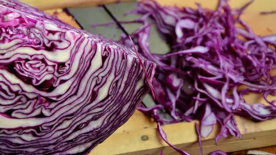 Shredded red cabbage